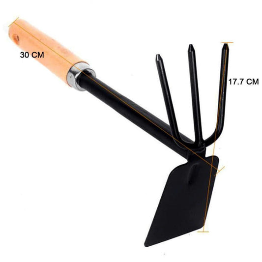 Double Hoe with Wooden Handle