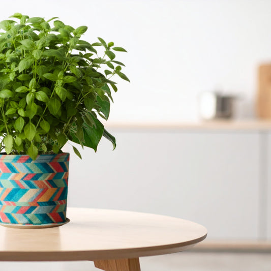 Designer Geo Fabric Round Grow Bag 6 Inch | Lightweight & Reusable Planter